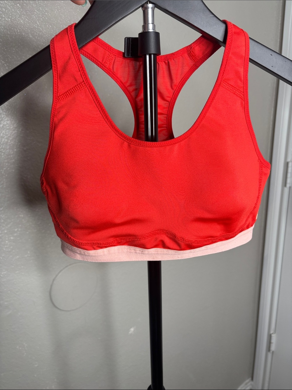 Nike Red Racerback Sports Bra with Light Pink Band